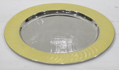 Metal Charger Plate With Yellow Colour Enamel