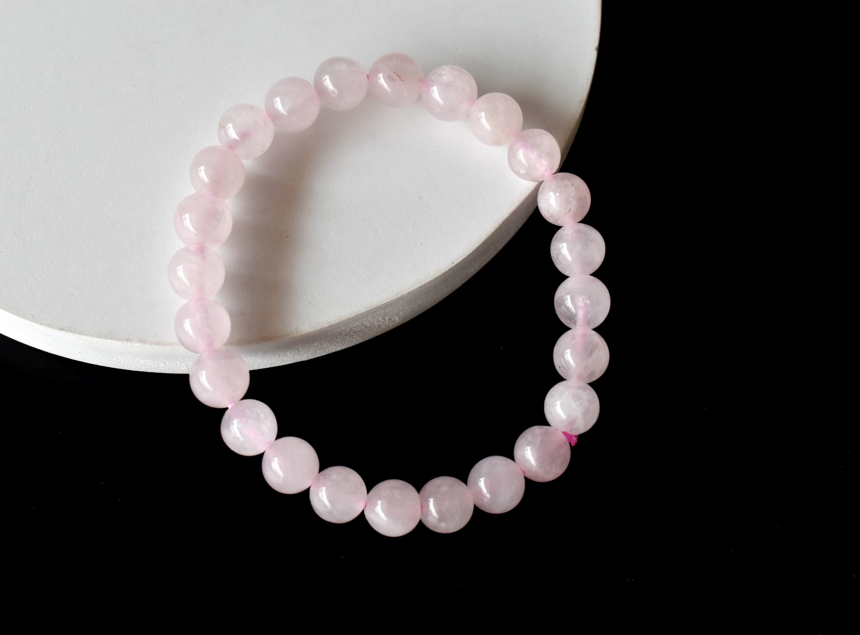 Rose Quartz Crystal Bracelet, Beaded Gemstone Bracelet