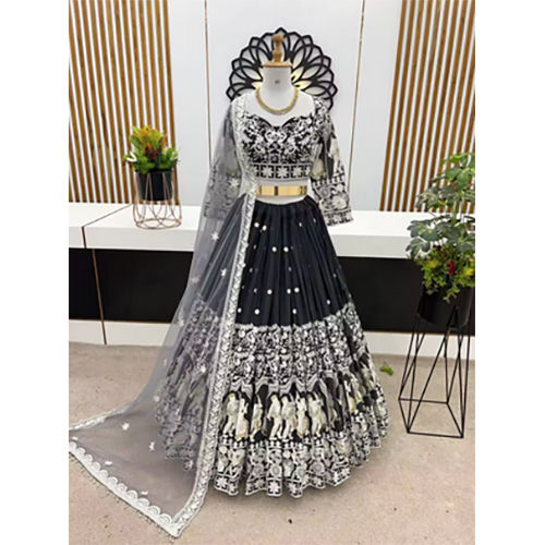 Exclusive Indian Women Fully Flared Lace Work Anarkali Gown And Dupatta