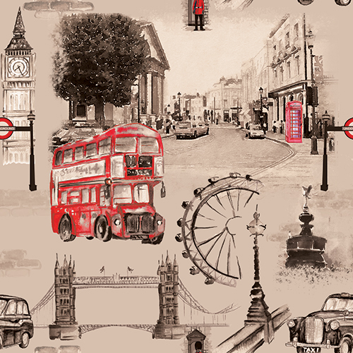 London Beige Digital Prints Fabric