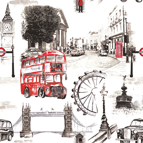 London White Digital Prints Fabric