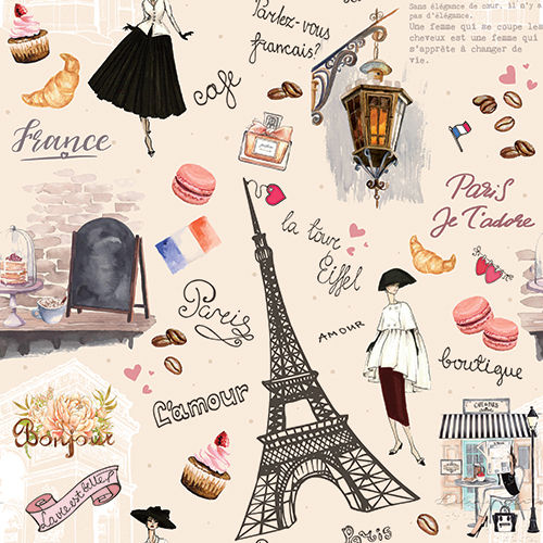 Paris Cream Digital Prints Fabric - Color: Different Available