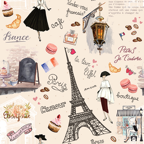 Paris Cream Digital Prints Fabric