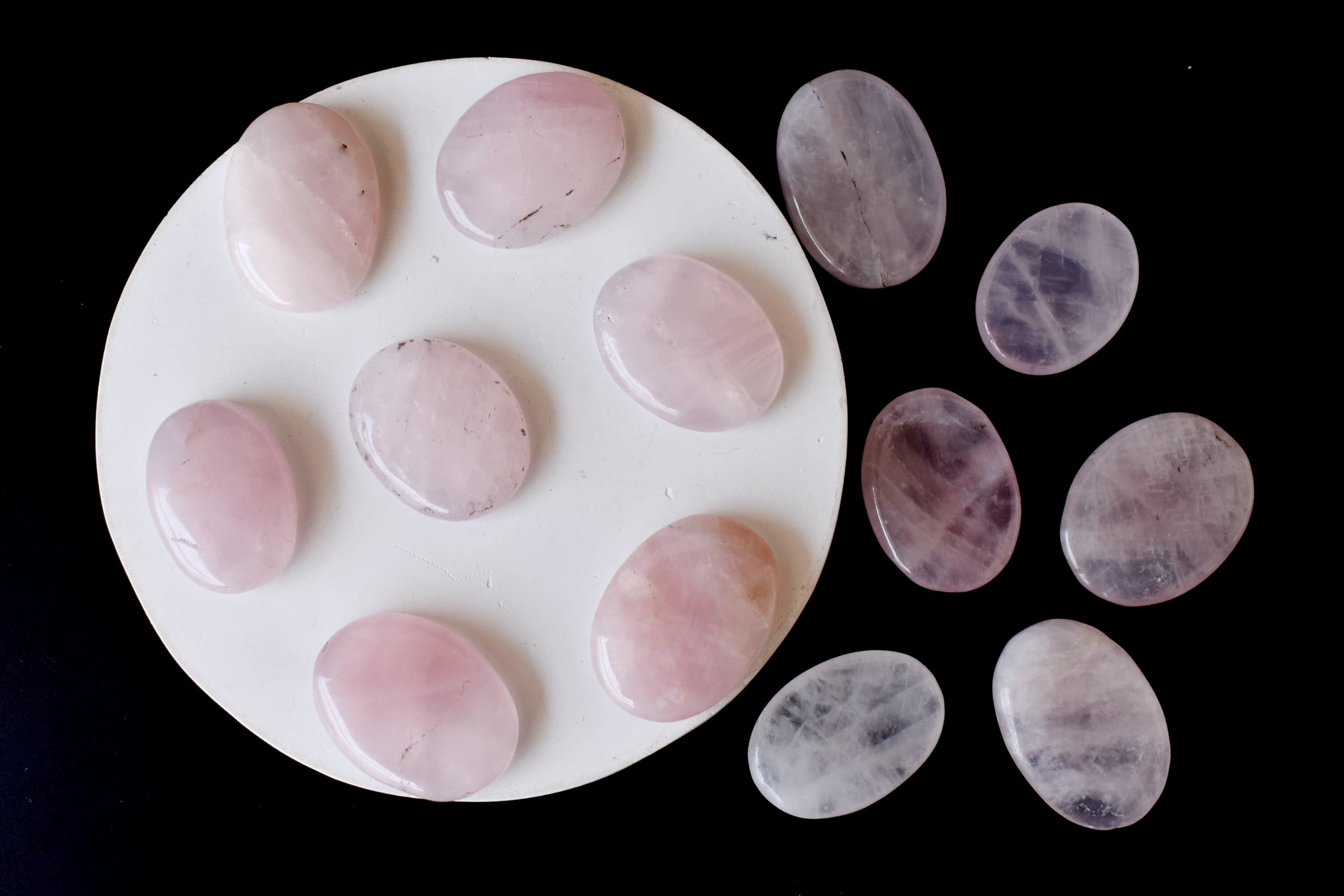 Rose Quartz Worry Stone for Crystal Healing, Pocket Palm Stone