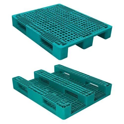 Regular Moulded Reversible 2-way Entry Industrial Pallet - Color: Green