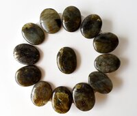 Labradorite Flat Stone, Polished Oval Flat Stone for Calming Crystal, Anxiety Relief