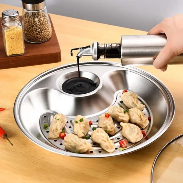 STAINLESS STEEL DUMPLING DRAIN SNACK TRAY