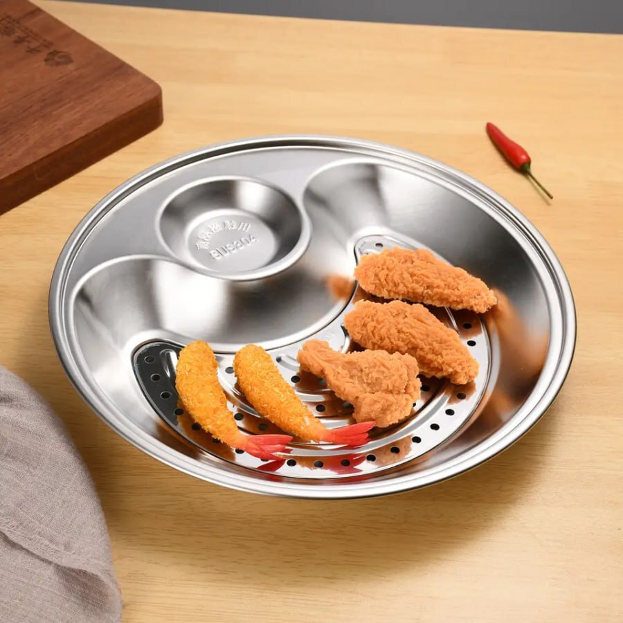 STAINLESS STEEL DUMPLING DRAIN SNACK TRAY