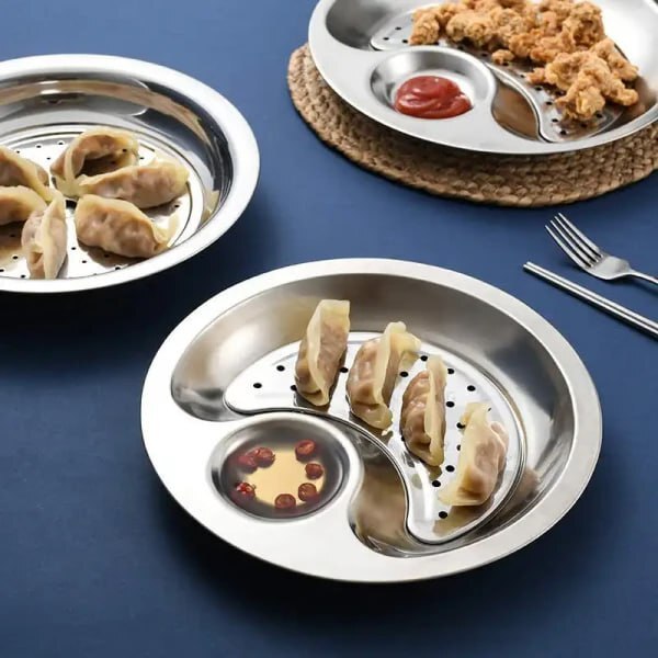 STAINLESS STEEL DUMPLING DRAIN SNACK TRAY