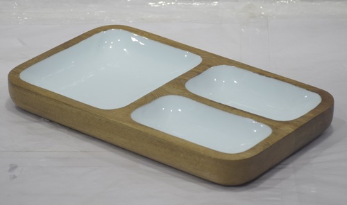 Wooden Chip n Dip With White Enamel Finish