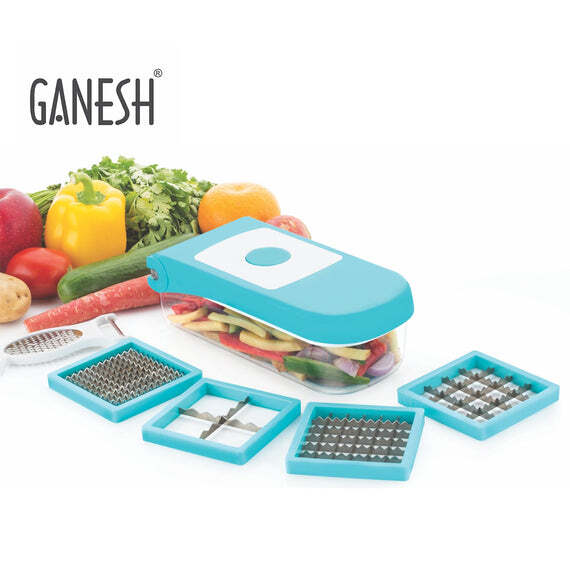 GANESH 7 IN 1 PLASTIC VEGETABLE DICER, BLUE