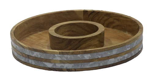 Wooden Round Chip-n-Dip