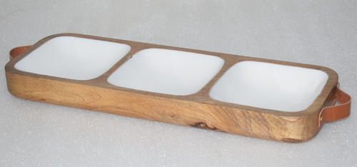 Wooden 3 Partition Chip-n-Dip