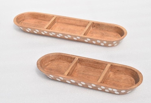 Set of 2 Wooden Serving Chip & Dip
