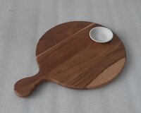 Wooden Round Chip & Dip Platter - Color: Brown