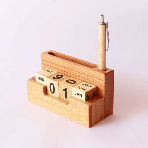 Wooden Desk Organizer with Wooden Calendar