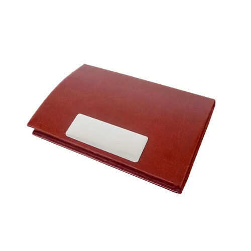Genuine Leather & Stainless Steel Business Card Holder