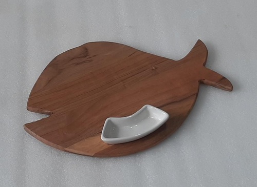 Wooden Fish Shape Chip & Dip