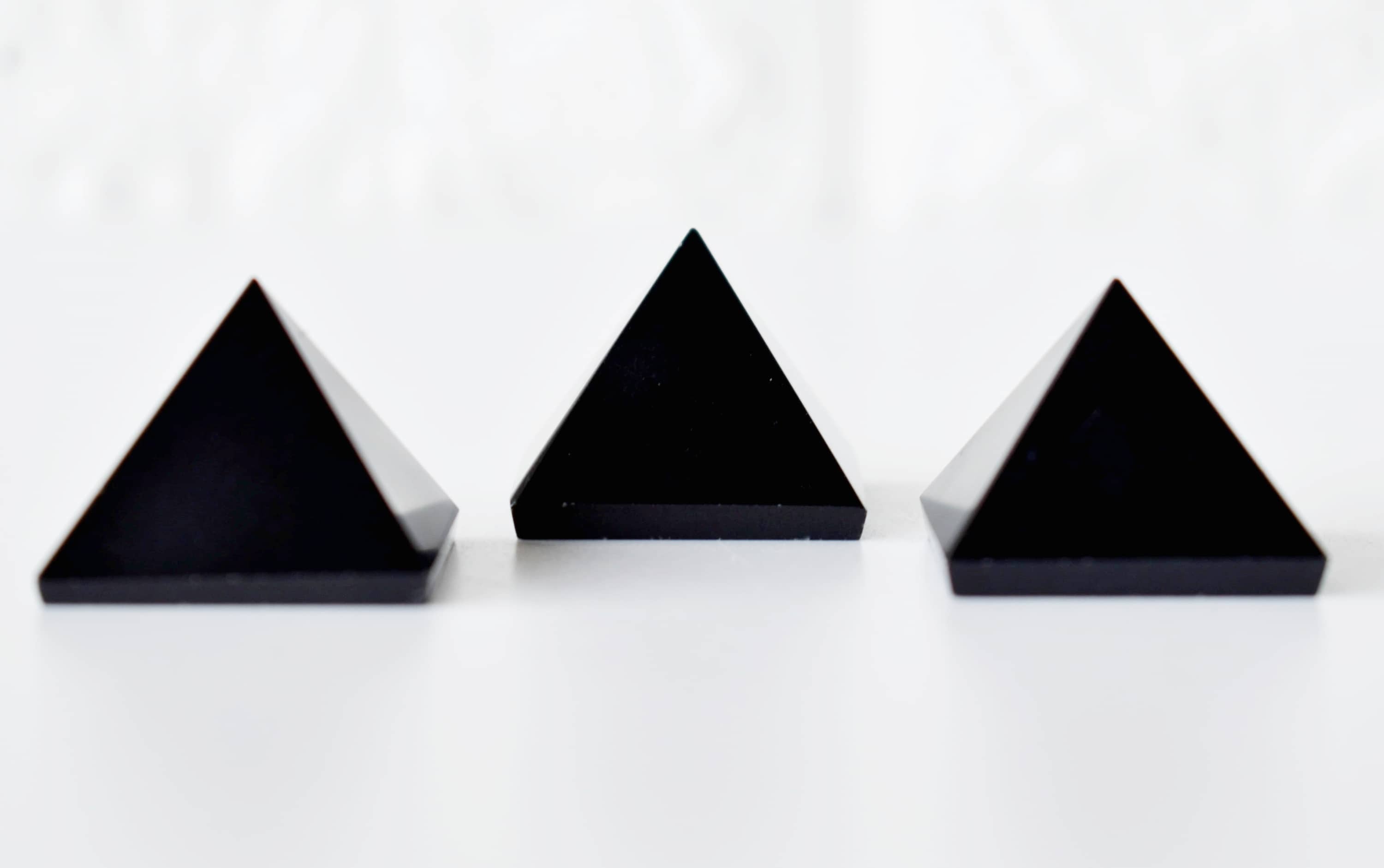 Black Agate Crystal Pyramids, Energy Crystal Stone