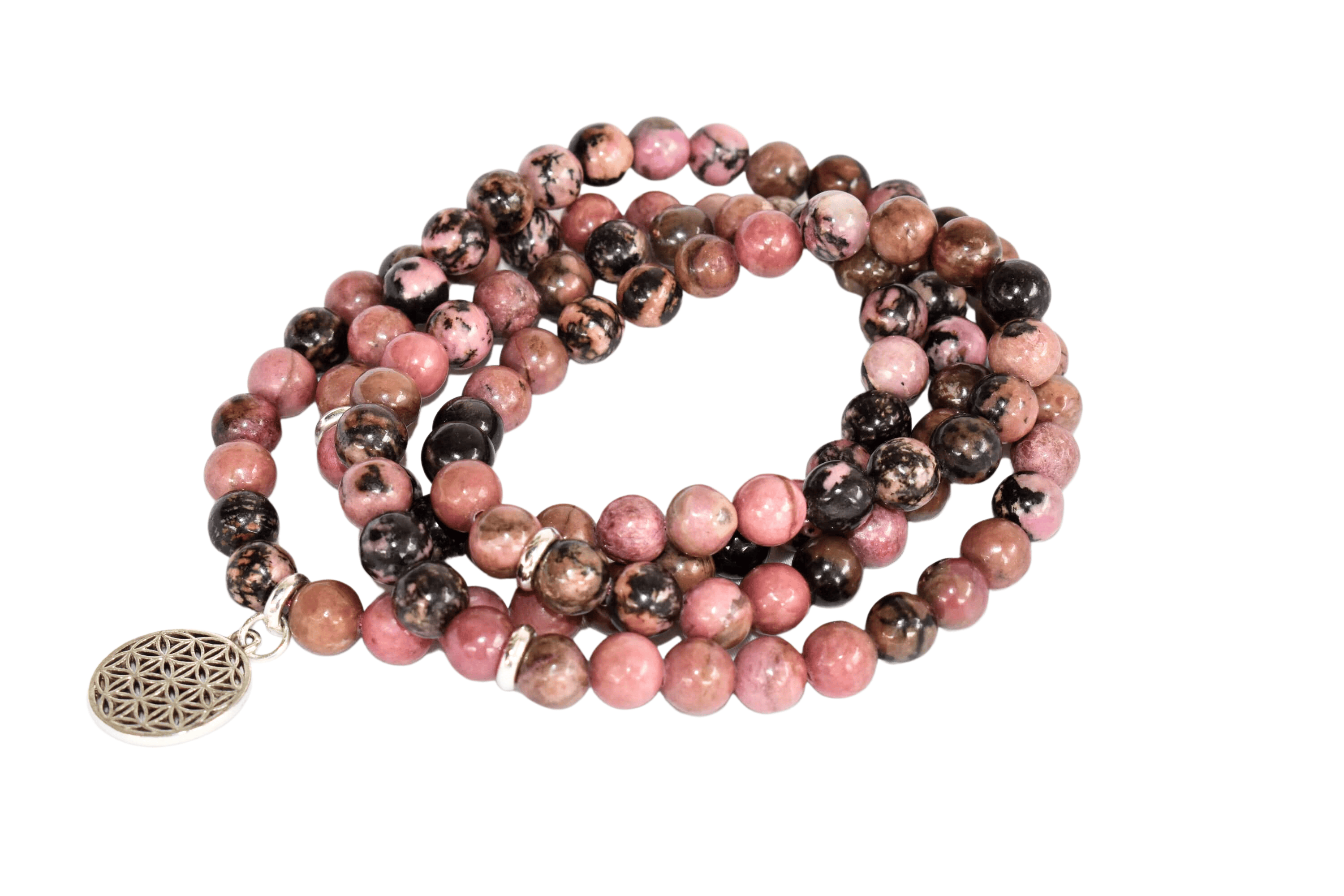 Rhodonite 108 Prayer Beads Mala Bracelet 108 Prayer Beads Necklace