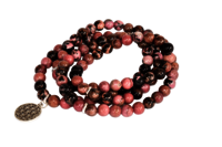 Rhodonite 108 Prayer Beads Mala Bracelet 108 Prayer Beads Necklace