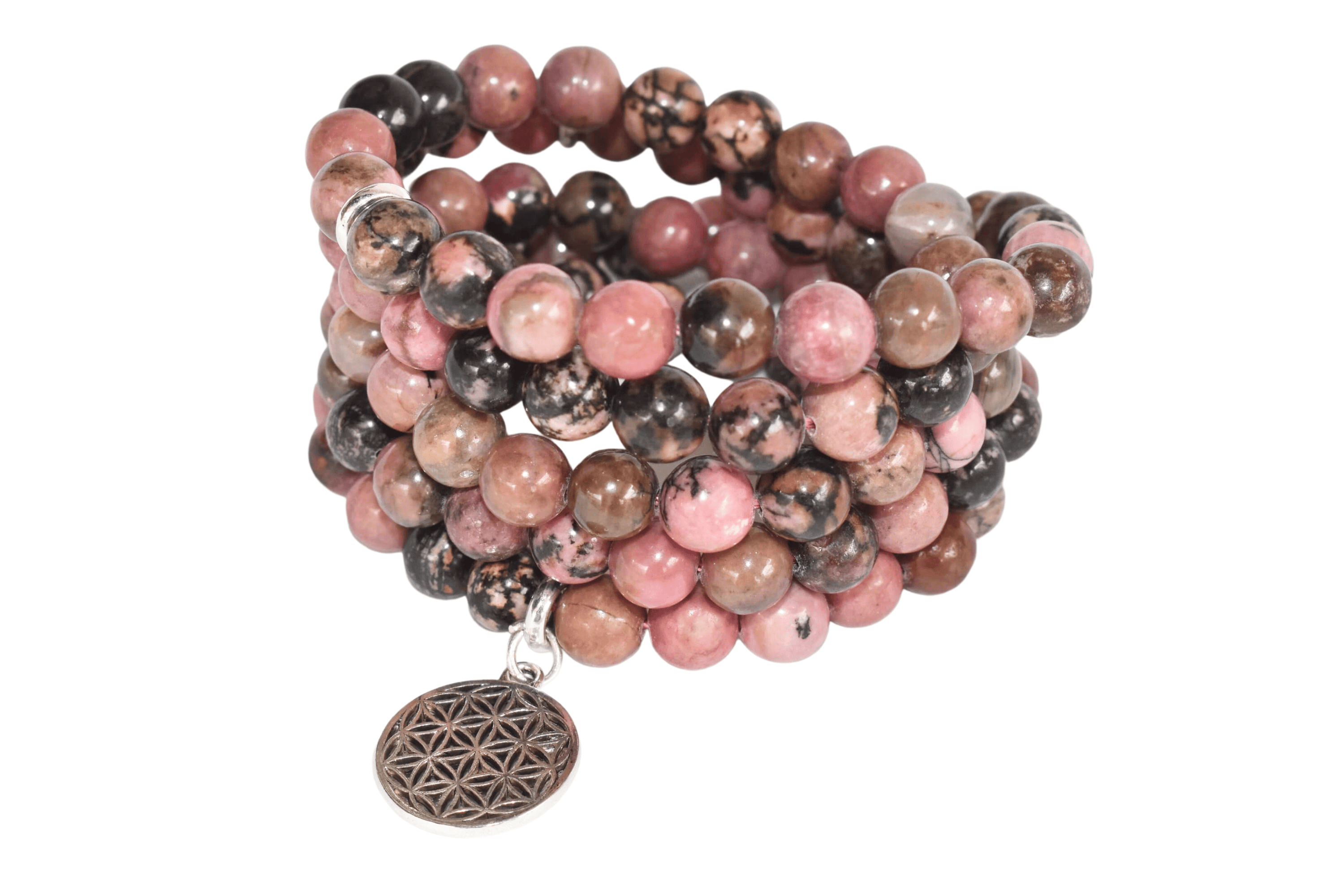 Rhodonite 108 Prayer Beads Mala Bracelet 108 Prayer Beads Necklace