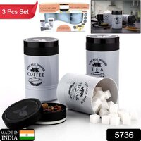 Accurate Seal Tea Sugar Coffee Container, Plastic Damru Shaped Tea, Coffee, Sugar Canisters Jar, New Airtight Food Seal Containers For Salt, Dry Fruit, Grocery 2 Section (800 Ml Approx) - Color: Multi-color (transparent With Colored Lids)