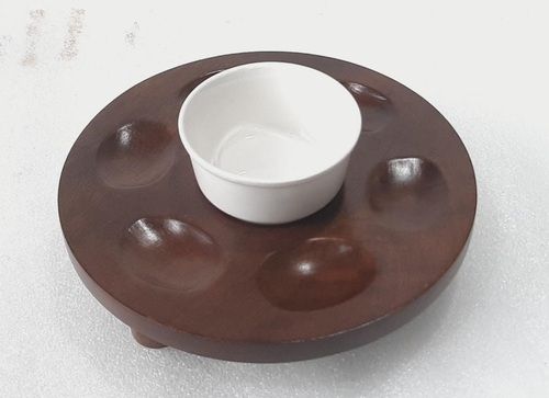 Wooden Round Chip & Dip Tray