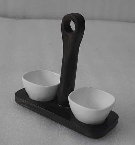 Wooden Chip & Dip Condiment Set