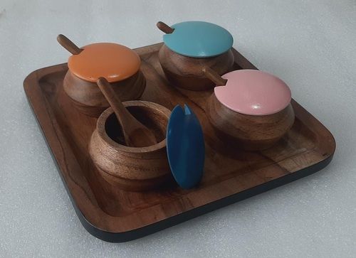 Wooden Chip & Dip Bowl Set