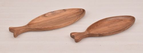 Set of 2 Wooden ovoul Tray