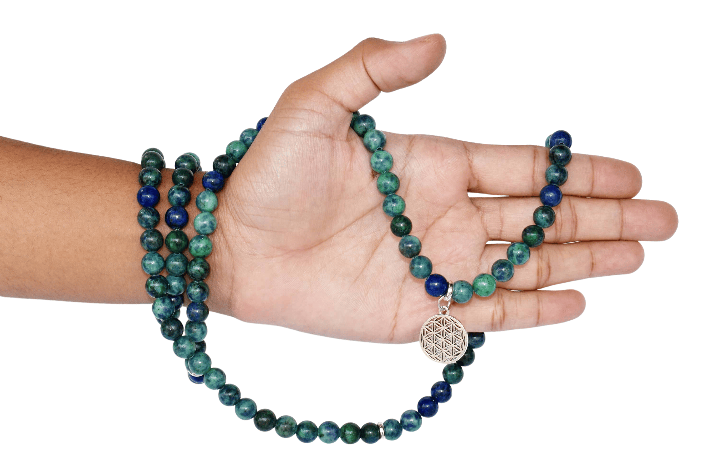 Azurite Malachite 108 Prayer Beads Mala Bracelet Prayer Beads Necklace