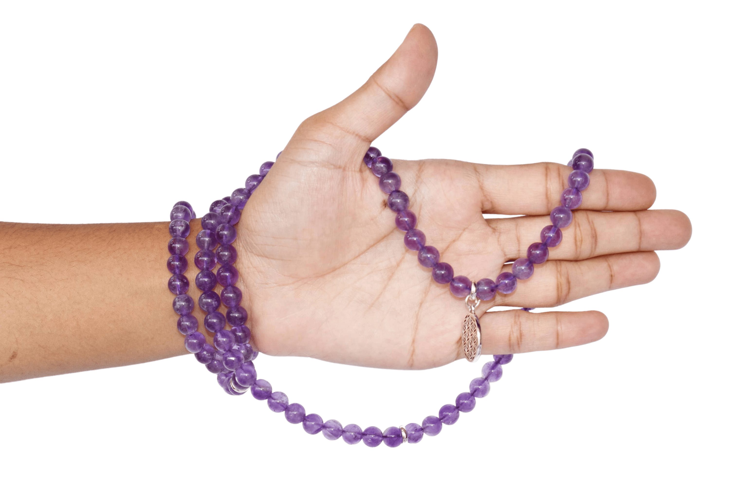 Amethyst 108 Prayer Beads Mala Bracelet Prayer Beads Necklace