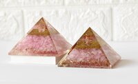 Rose Quartz Orgone pyramid, Clear Quartz Crystal Pencil