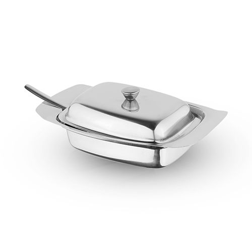 Stainless Steel Butter Dish With Knife