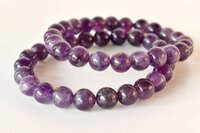 Natural Amethyst Bracelet - Handmade 7-7.5 Inches, Smooth Purple Gemstones With 4mm-10mm Beads, Lightweight Beaded Stretch Bracelet For All Genders