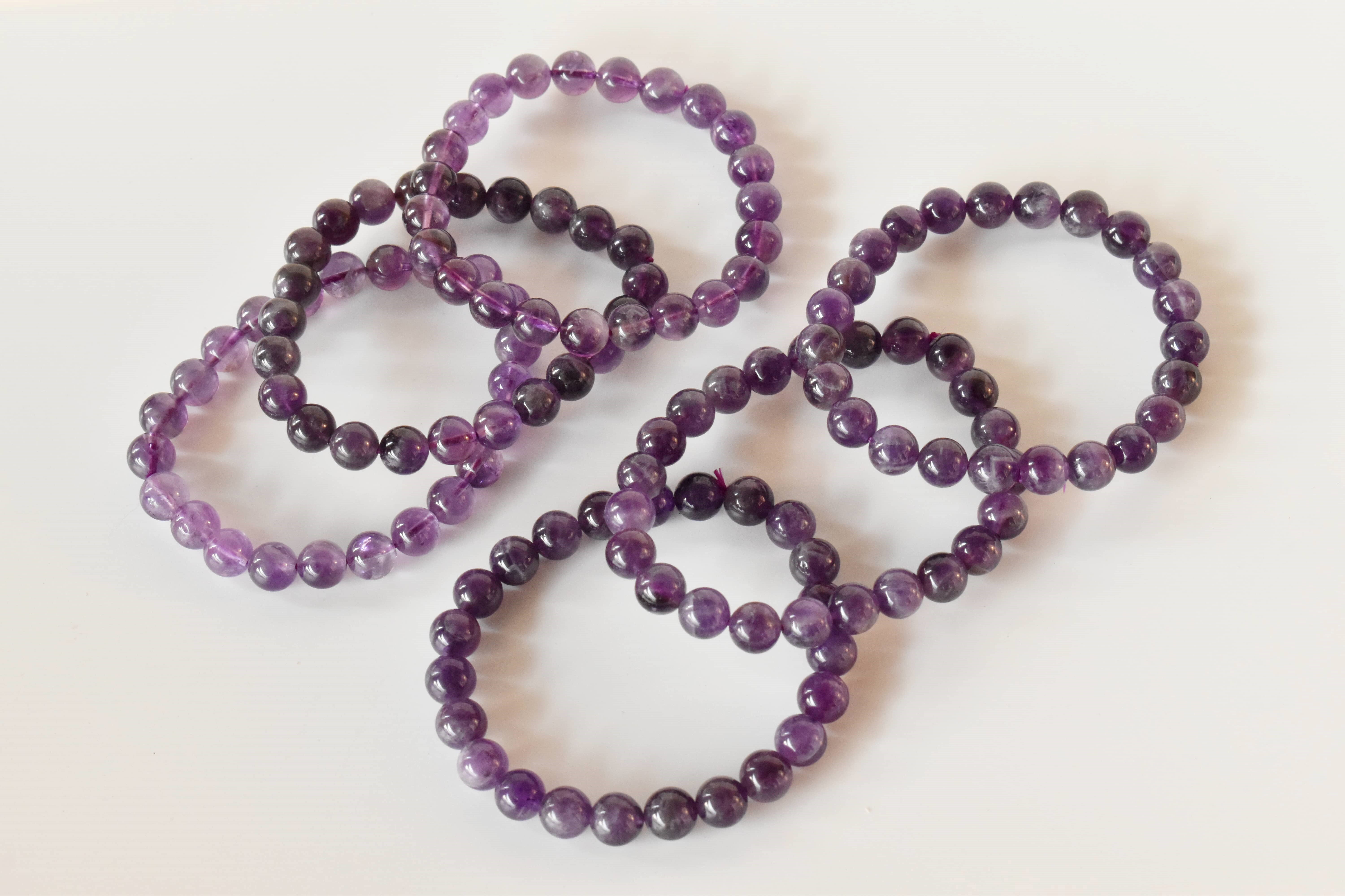 Natural Amethyst Bracelet, Beaded Gemstone Bracelet