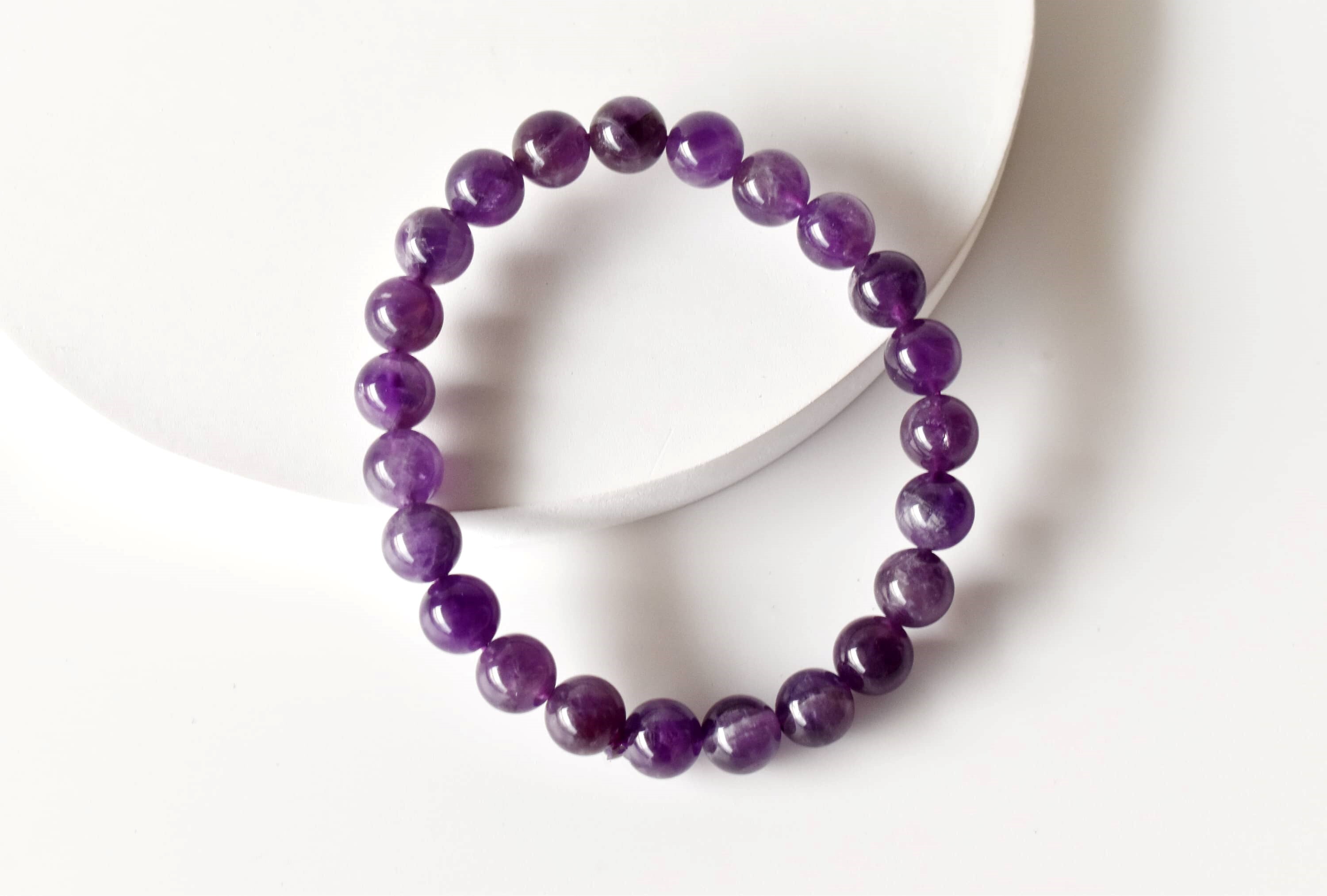 Natural Amethyst Bracelet, Beaded Gemstone Bracelet