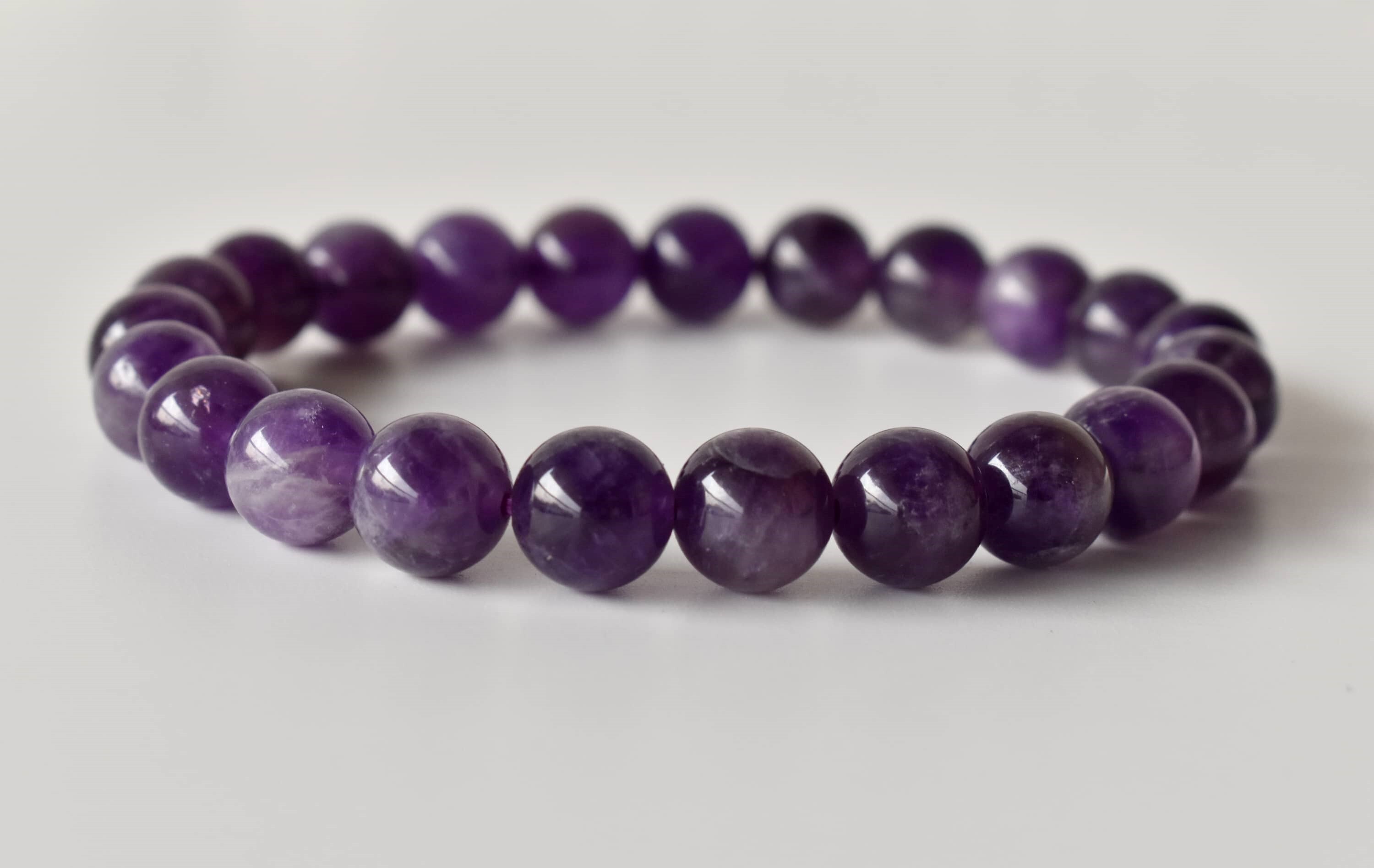 Natural Amethyst Bracelet, Beaded Gemstone Bracelet