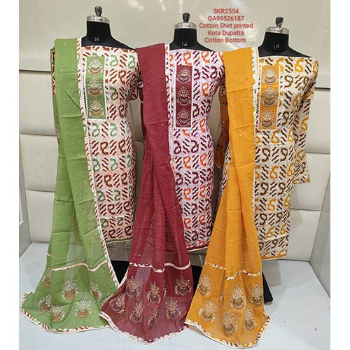 Different Available Printed Cotton Suit With Kota Dupatta