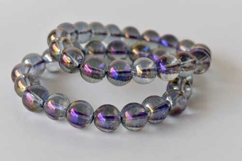 Aura Quartz Amethyst Bracelet, Beaded Gemstone Bracelet