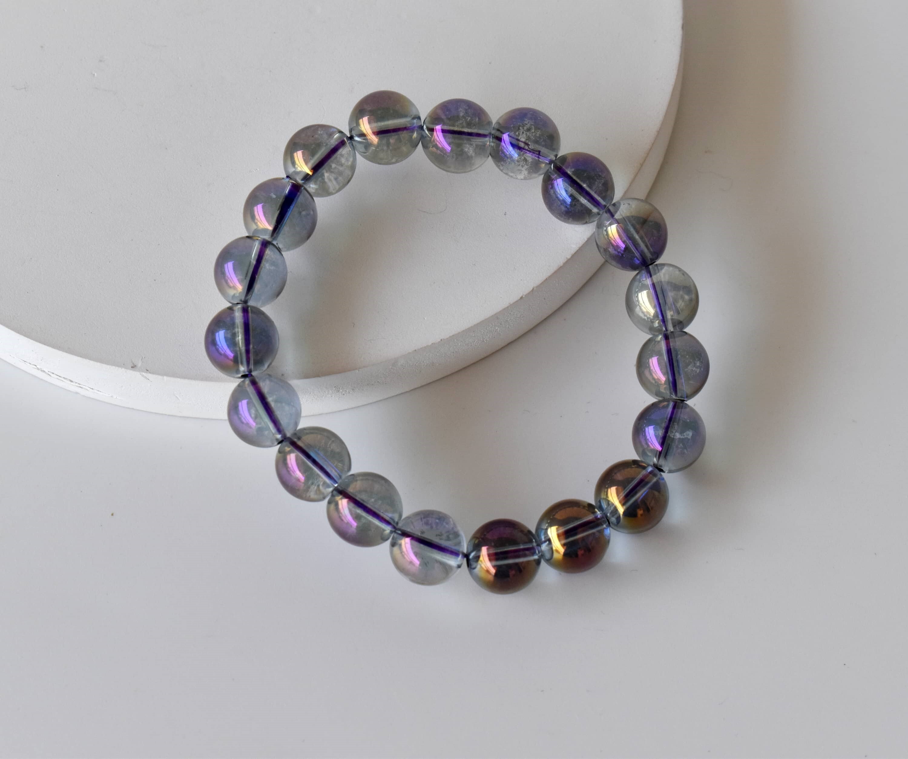 Aura Quartz Amethyst Bracelet Crystal Beaded Bracelet