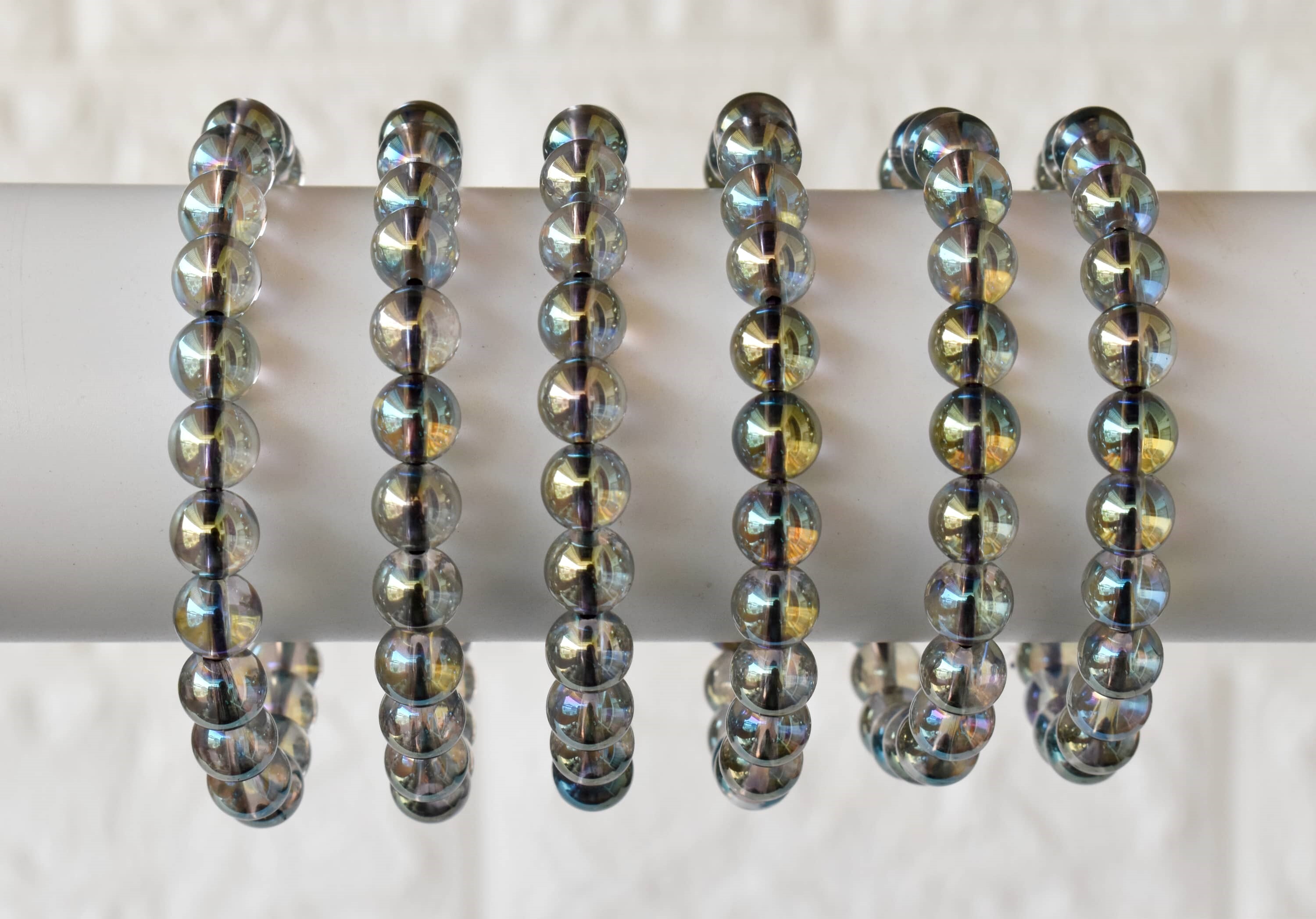 Aura Quartz Labradorite Crystal Beaded Bracelet