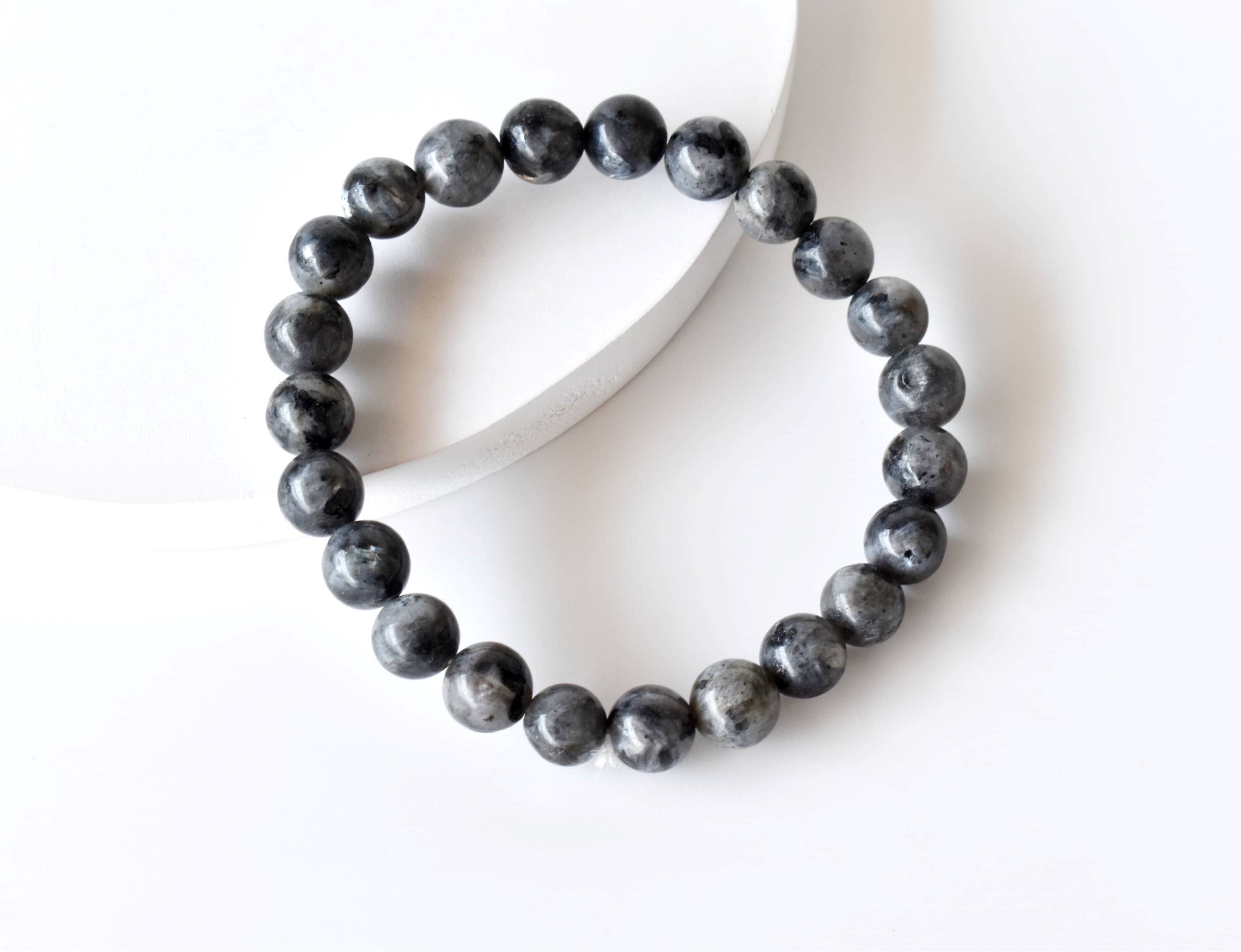 Black Labradorite Bracelet, Beaded Gemstone Bracelet