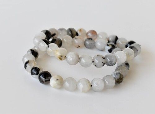 Black Rutile Bracelet, Beaded Gemstone Bracelet