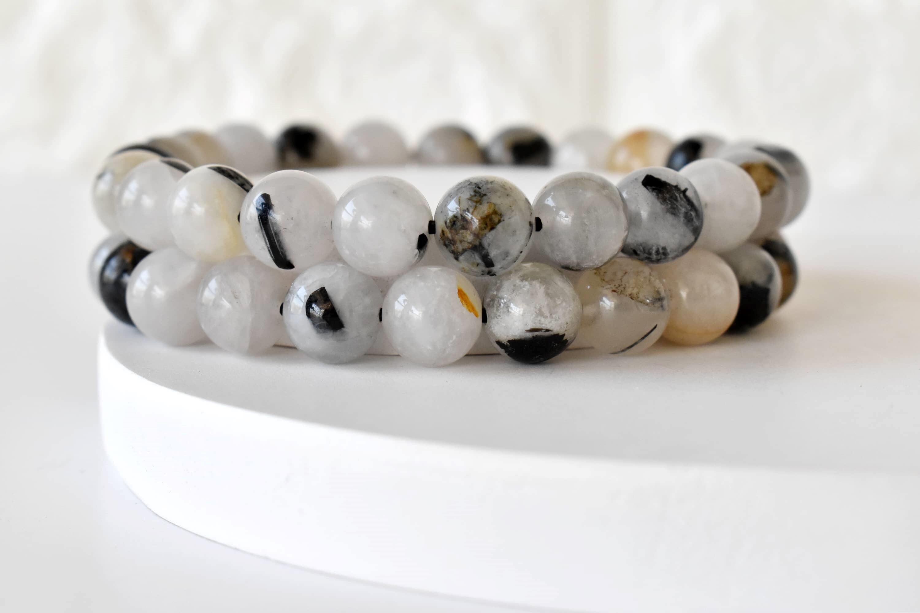 Black Rutile Bracelet Beaded Crystal Bracelet