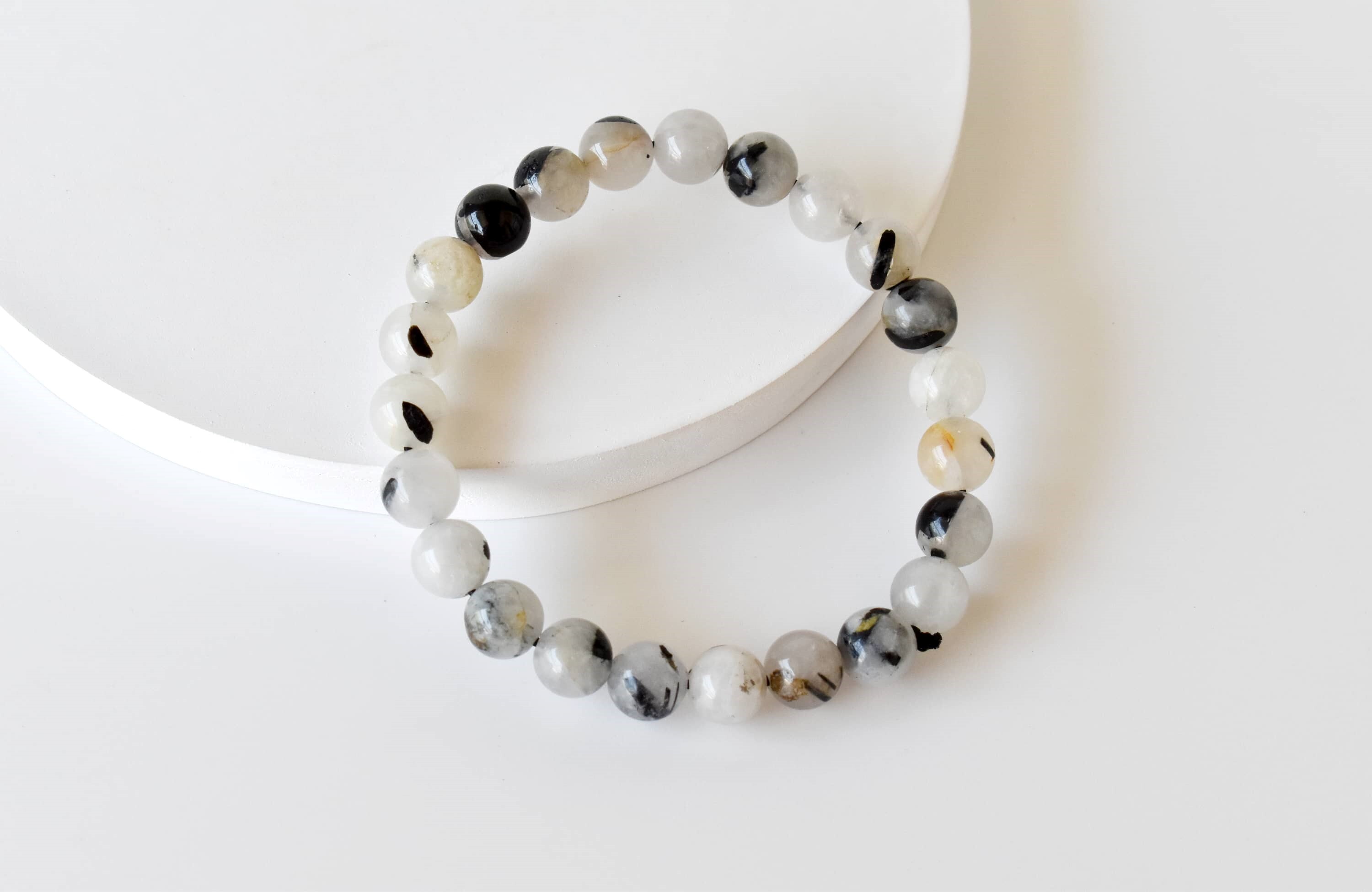 Black Rutile Bracelet Beaded Crystal Bracelet