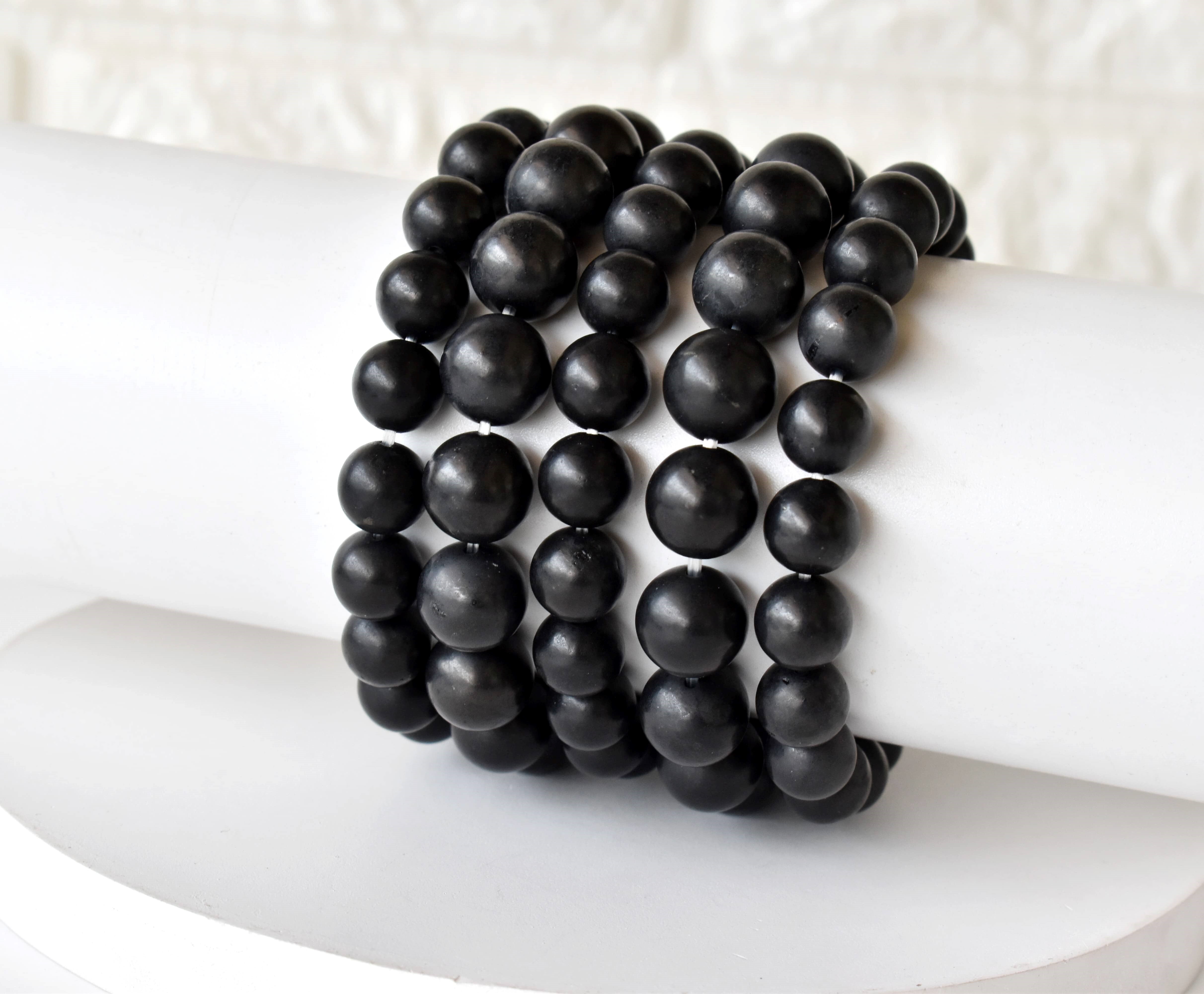 Black Shungite Bracelet Beaded Crystal Bracelet