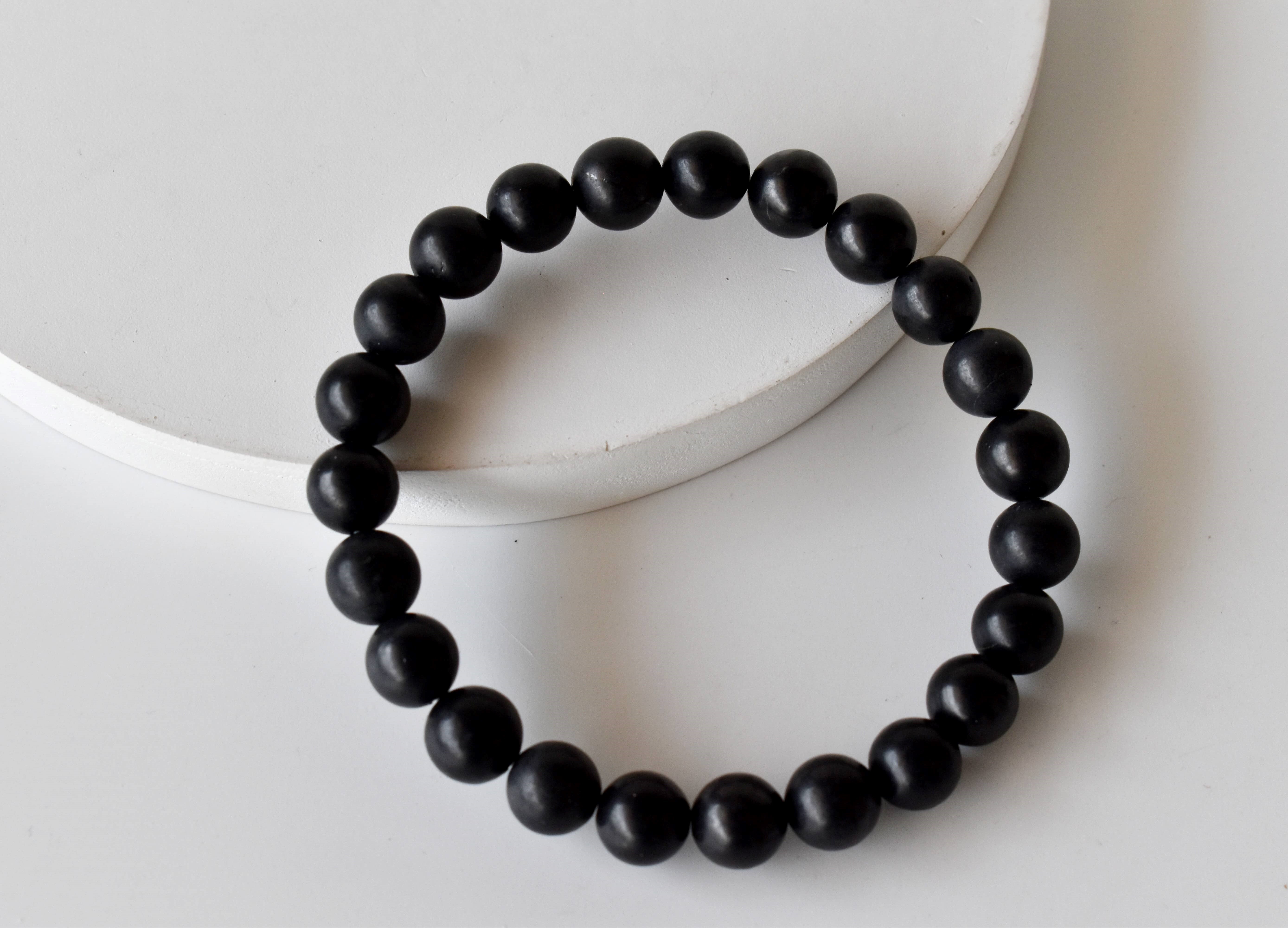 Black Shungite Bracelet Beaded Crystal Bracelet