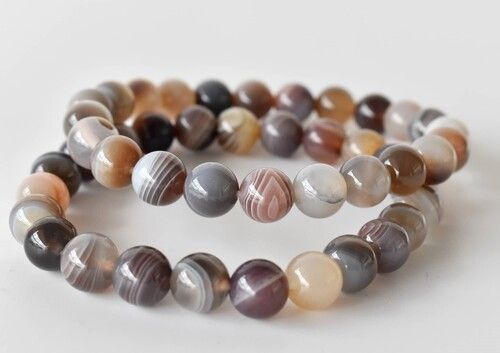 Botswana Agate Bracelet Crystal Beaded Bracelet